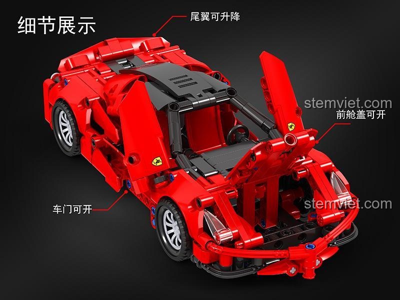 Chi tiết xe thể thao Winner 7095: cửa xe mở được, nắp capo trước mở được, cánh gió sau nâng hạ