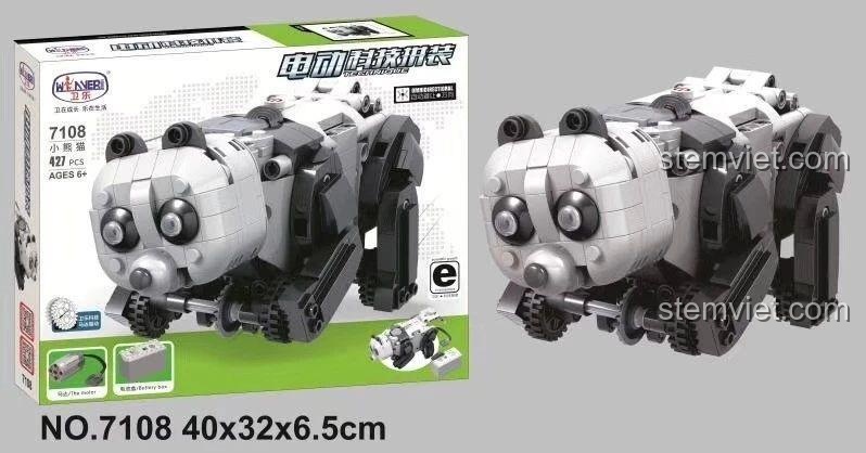 Winner 7108 Bộ đồ chơi Gấu trúc Máy Móc, Đồ chơi mô hình Gấu trúc, Đồ chơi lắp ghép Gấu trúc, 427 mảnh, Tương thích LEGO®, Cho bé 6+ tuổi, Màu trắng đen, Động cơ pin có sẵn, Động cơ pin cần mua thêm, Đầu có thể xoay, Chân tay có thể bắt chước tư thế bò, Giá tốt, Chất lượng cao, Khéo léo ngón tay, Phối hợp tay mắt, Quan sát, Sáng tạo ý tưởng, Tập trung chi tiết, Tư duy logic, Kiên nhẫn, Kiên trì, Giải quyết vấn đề