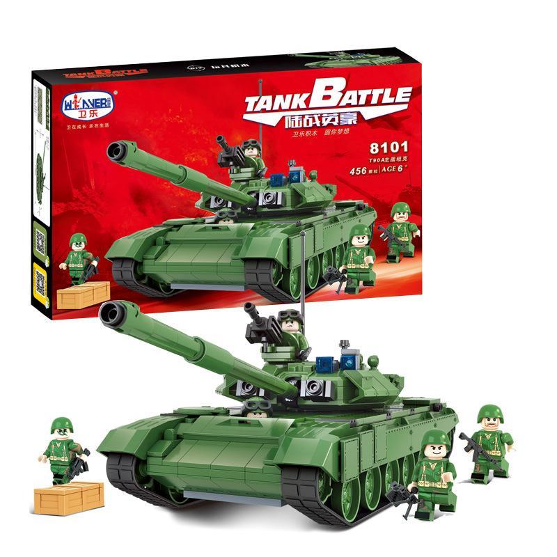 Bộ lắp ráp xe tăng T-90A Winner 8101 với 456 mảnh ghép, đồ chơi quân sự cho bé trai 6 tuổi giá rẻ.