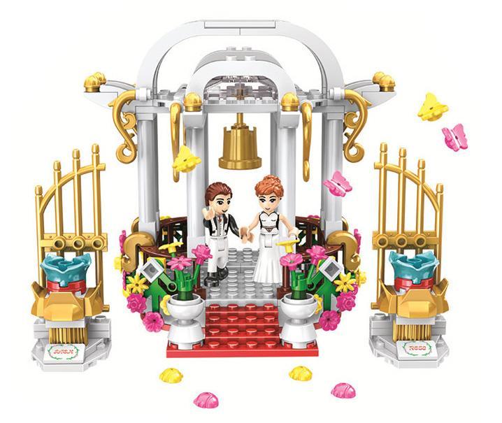 Bộ lắp ghép Winner JEMLOU 5073 cảnh đám cưới lộng lẫy, mô hình cô dâu chú rể và cổng hoa, đồ chơi cho bé gái 6 tuổi, giá tốt.