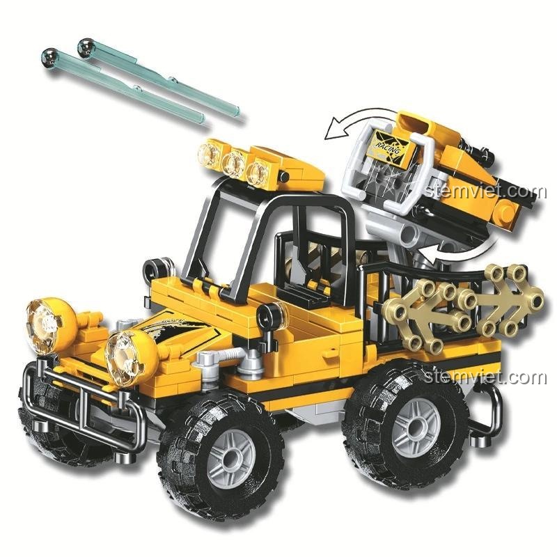 Tính năng bắn đạn nhựa của đồ chơi lắp ráp Xe Địa Hình Quân Đội Winner 8051, mang lại trải nghiệm hành động kịch tính cho bé trai.
