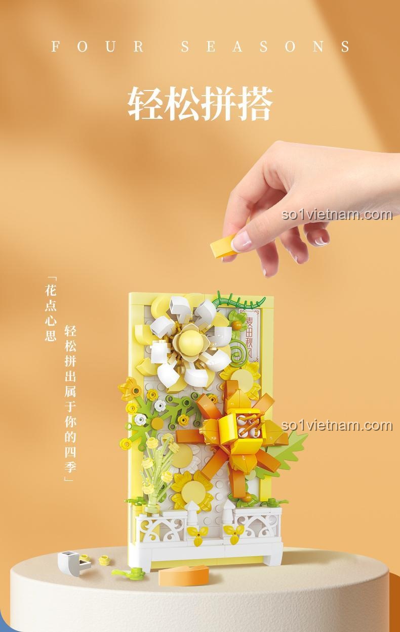 Đồ chơi mô hình HA383021, lắp ráp tranh hoa 3D dễ dàng, rèn luyện khéo léo ngón tay cho bé gái 6 tuổi, giá tốt.