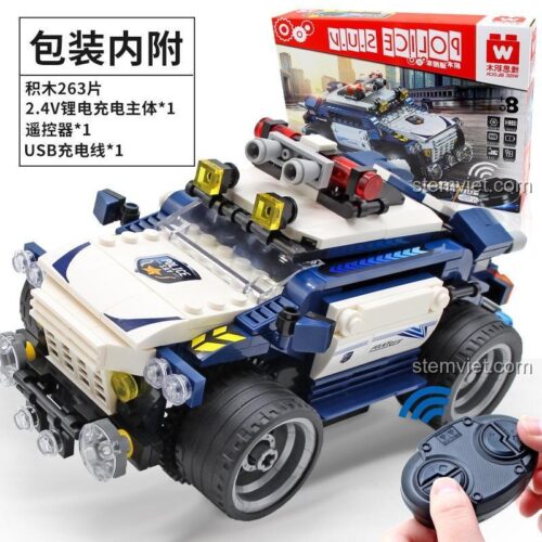 Bộ đồ chơi Xe Cảnh Sát Điều Khiển Từ Xa WISE BLOCK HA389046
