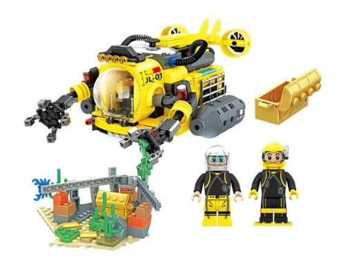 Bộ đồ chơi WISE BLOCK HA389125 Tàu Ngầm Điều Khiển Từ Xa Khám Phá Kho Báu Dưới Biển với 2 minifigure thợ lặn, cảnh quan dưới biển và rương kho báu, đồ chơi lắp ráp chất lượng cao cho bé trai 8 tuổi giá tốt.