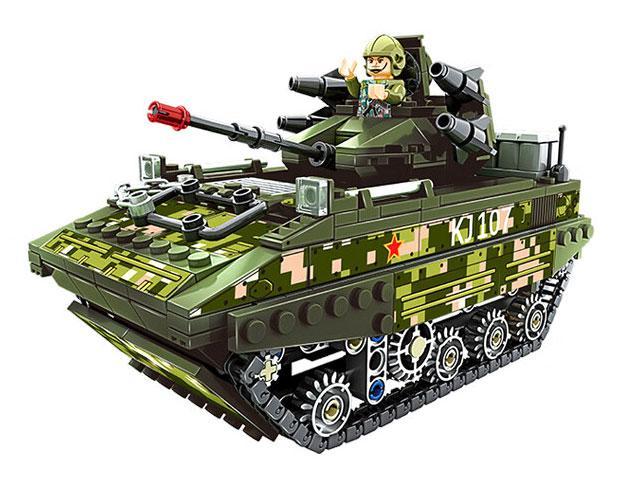 Mô hình xe chiến đấu đổ bộ đường không ZBD-03 WISE BLOCK HA389141 điều khiển từ xa, đồ chơi lắp ráp cho bé trai 8 tuổi.