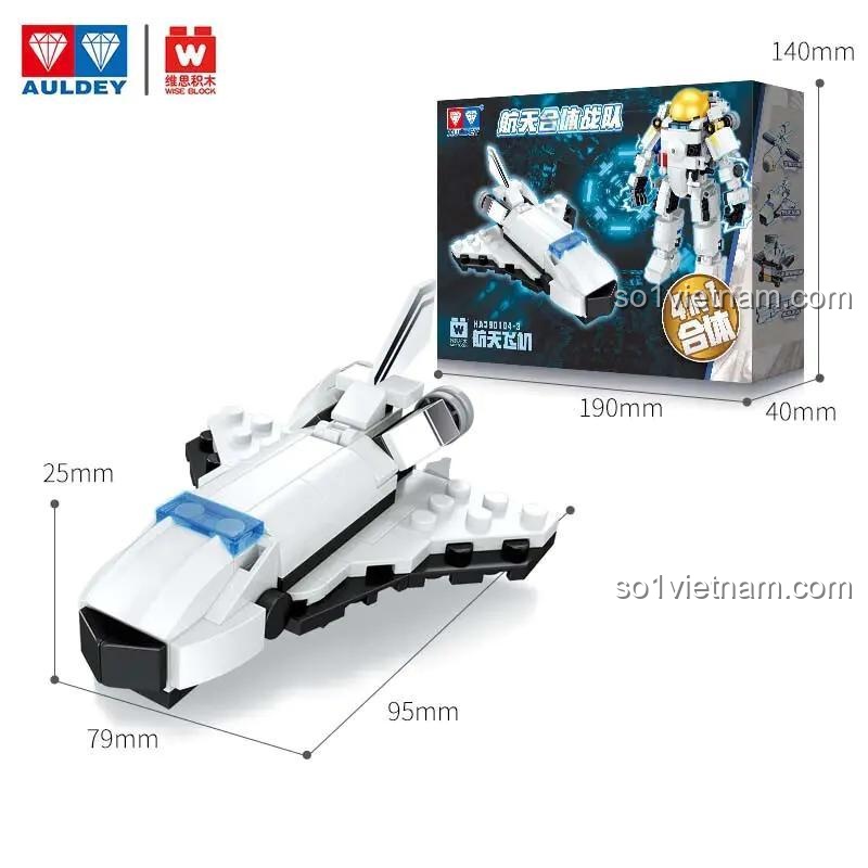 Hộp bộ lắp ráp Wise Block HA390104 Tàu Con Thoi, đồ chơi xây dựng cho bé trai 6 tuổi, giá hời.