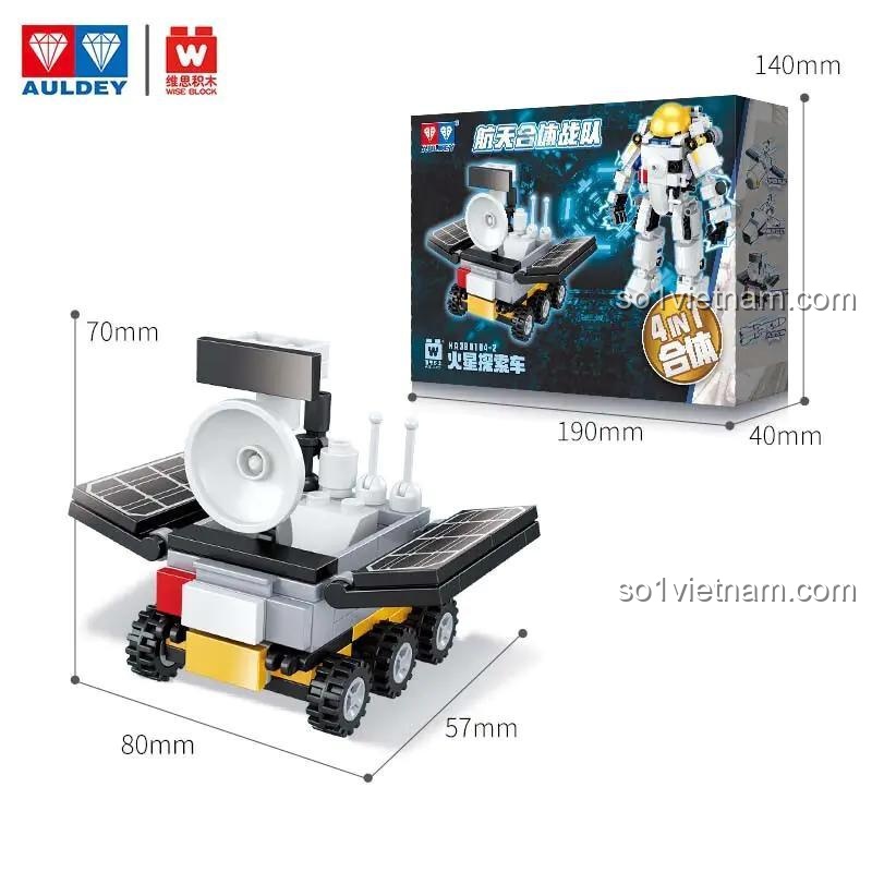 Hộp bộ lắp ghép Wise Block HA390104 Xe Thám Hiểm Sao Hỏa, đồ chơi mô hình cho bé trai 6 tuổi, giá bình dân.