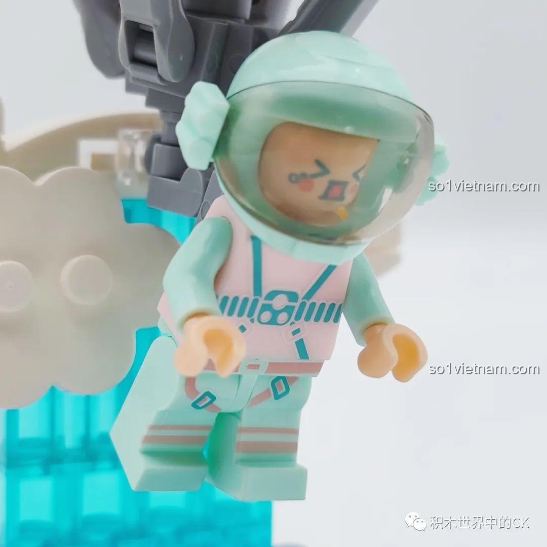 bộ lắp ghép Đồ chơi không gian Auldey, minifigure màu xanh lơ đáng yêu, phù hợp bé trai bé gái 6 tuổi, giá tiết kiệm