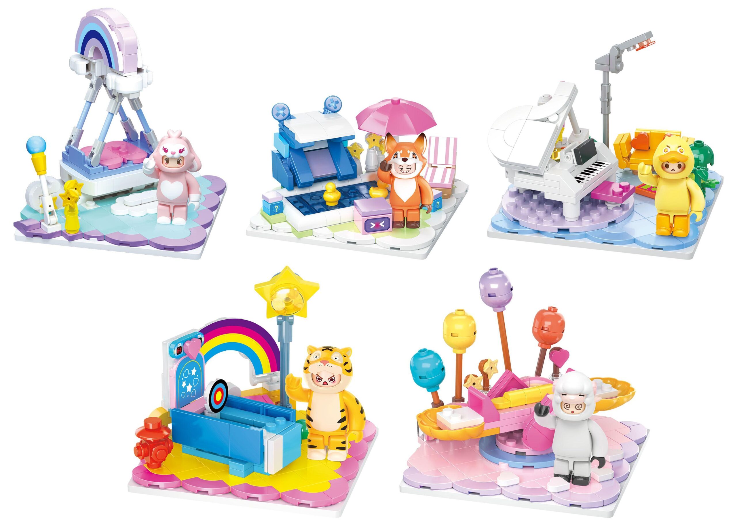 Tổng hợp 5 mô hình trong bộ lắp ráp Wise Block HA392204 Nguyên Mộng Chi Tinh, đồ chơi cho bé gái 5 tuổi.