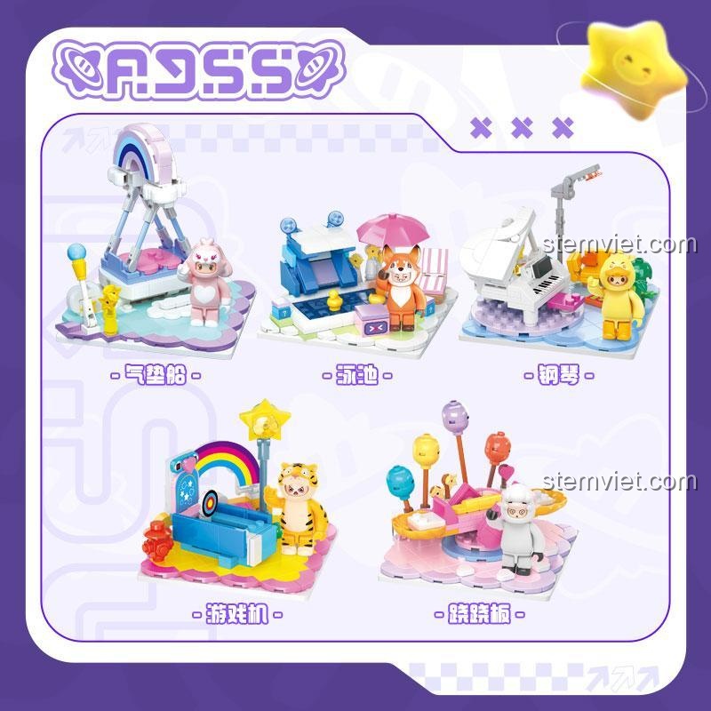 Hộp sản phẩm bộ đồ chơi Wise Block HA392204, tái hiện Quảng trường Tinh Mộng từ game DreamStar.