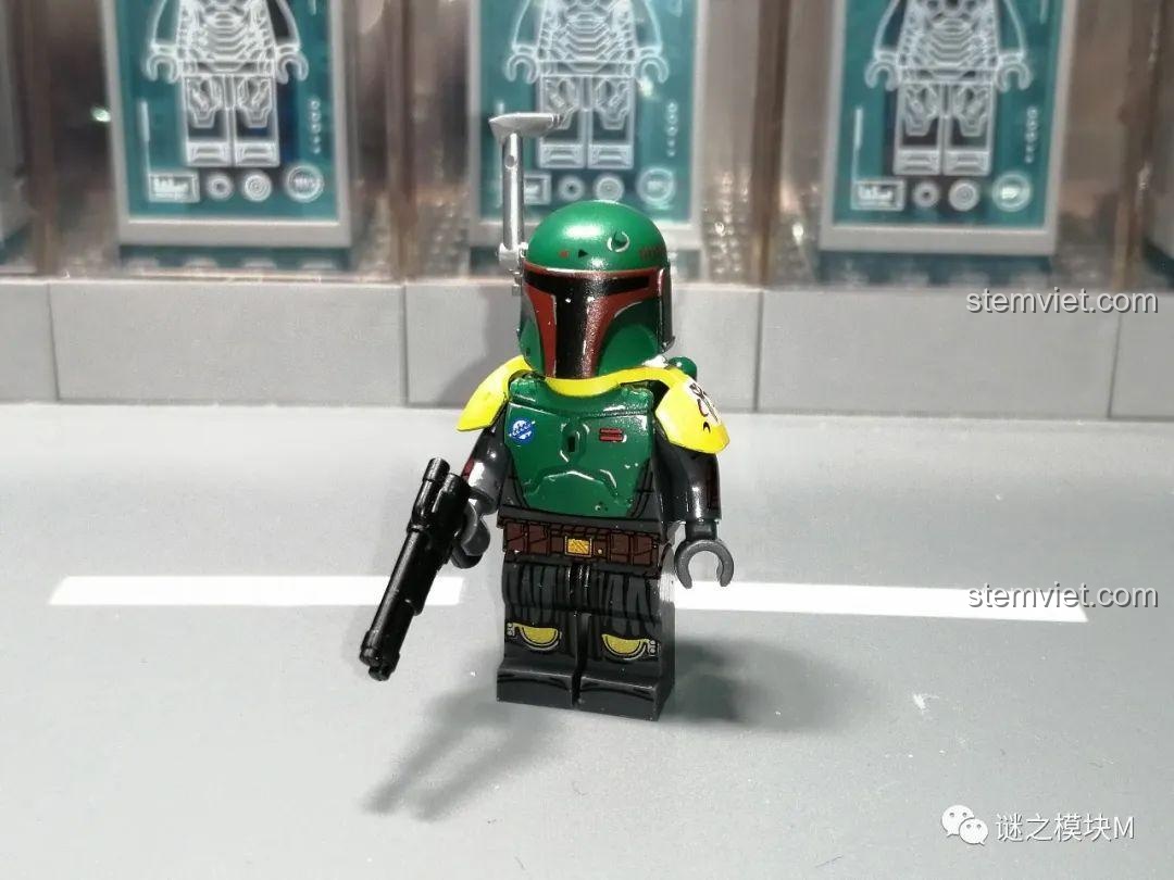 Minifigure Boba Fett WM2207 với biểu tượng đặc trưng, đồ chơi lắp ghép Star Wars cho bé trai
