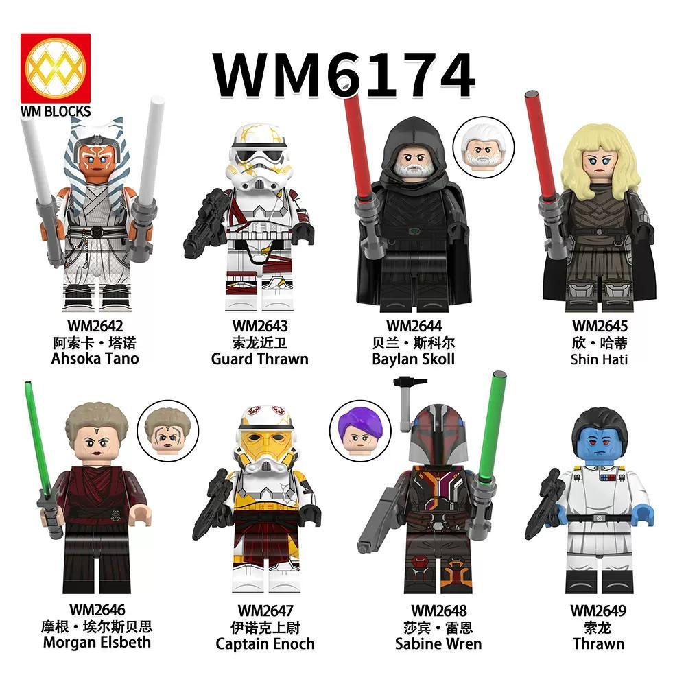 Bộ đồ chơi WM6174 Minifigure Star Wars 8 nhân vật kinh điển, đồ chơi mô hình Chiến tranh giữa các vì sao giá tốt cho bé trai, bé gái 8 tuổi, chất lượng cao.