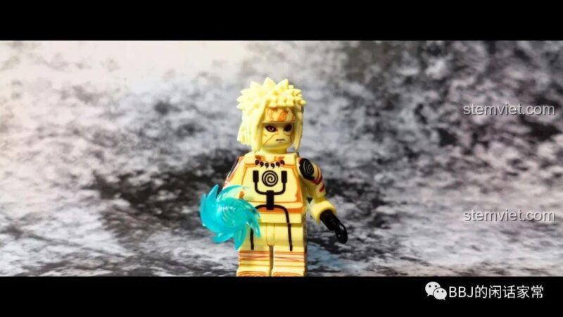 Ảnh review cận cảnh minifigure Namikaze Minato WM6108 với hiệu ứng Rasengan. Đồ chơi mô hình Naruto cho bé trai.