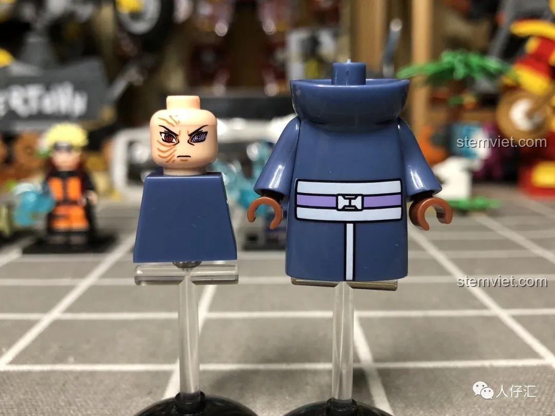 Minifigure Uchiha Sasuke WM2083, đồ chơi xếp hình Naruto, nhân vật Naruto với vũ khí Kunai và phi tiêu.