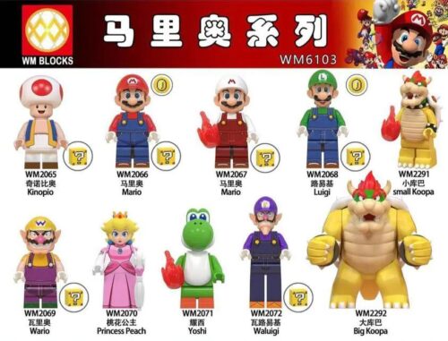 Trọn bộ minifigure WM WM6103 Super Mario series, bao gồm nhân vật Toad WM2065. Đồ chơi mô hình giá rẻ cho bé trai và bé gái 6 tuổi.