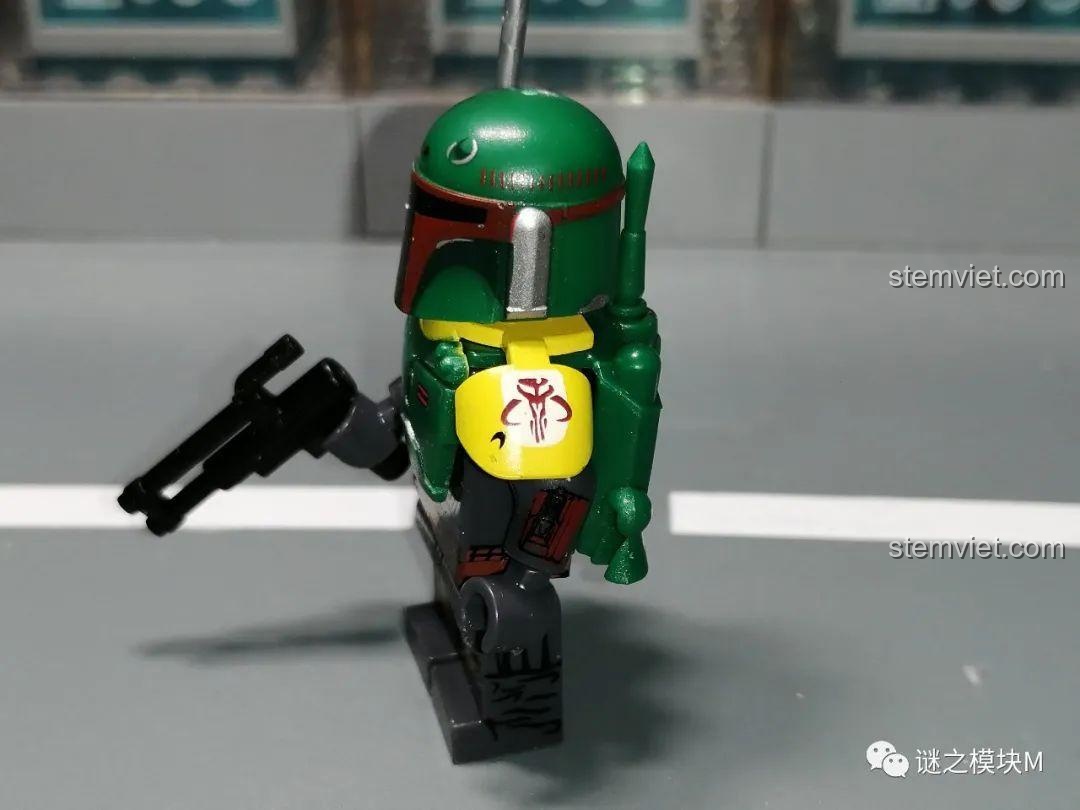 Minifigure Boba Fett WM6121, đồ chơi mô hình Star Wars, chi tiết in ấn sắc nét, phù hợp bé trai 8 tuổi.