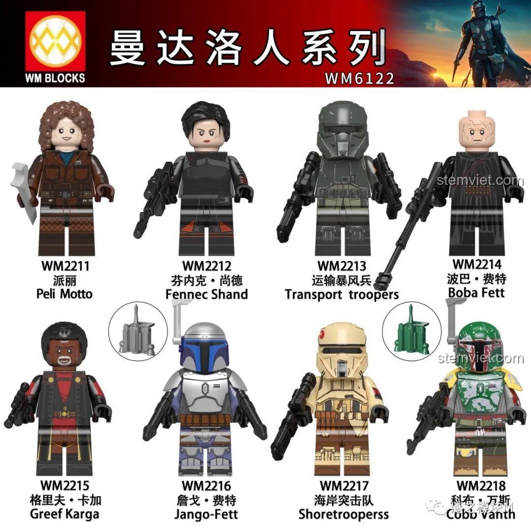 Đồ chơi lắp ráp Nhân vật Chiến Binh Star Wars WM6121, bộ sưu tập minifigure The Mandalorian chất lượng cao, giá rẻ cho bé trai 8 tuổi.