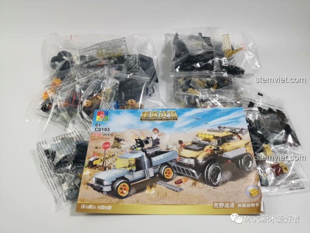 WOMA C0193 bộ lắp ghép xe quân sự, xe địa hình quân đội, đồ chơi mô hình cho bé trai 6 tuổi, chất lượng cao.