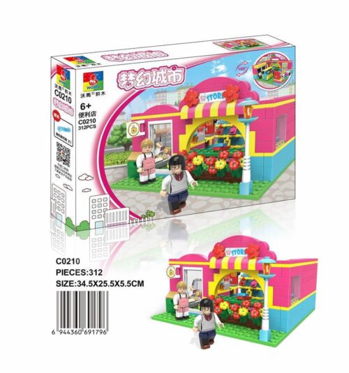 Bộ đồ chơi WOMA C0210 Cửa hàng tiện lợi với 312 mảnh ghép, phù hợp cho bé gái 6 tuổi, rèn luyện sự khéo léo và sáng tạo.