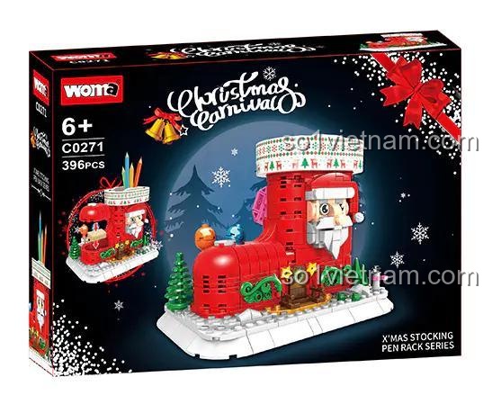 Hộp sản phẩm bộ lắp ghép WOMA C0271 Tất Bút Ông Già Noel, đồ chơi xây dựng cho bé 6 tuổi