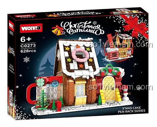 Hộp bộ đồ chơi WOMA C0273 Ngôi nhà Bánh Gừng lắp ráp Giáng Sinh 628 chi tiết cho bé gái 6 tuổi