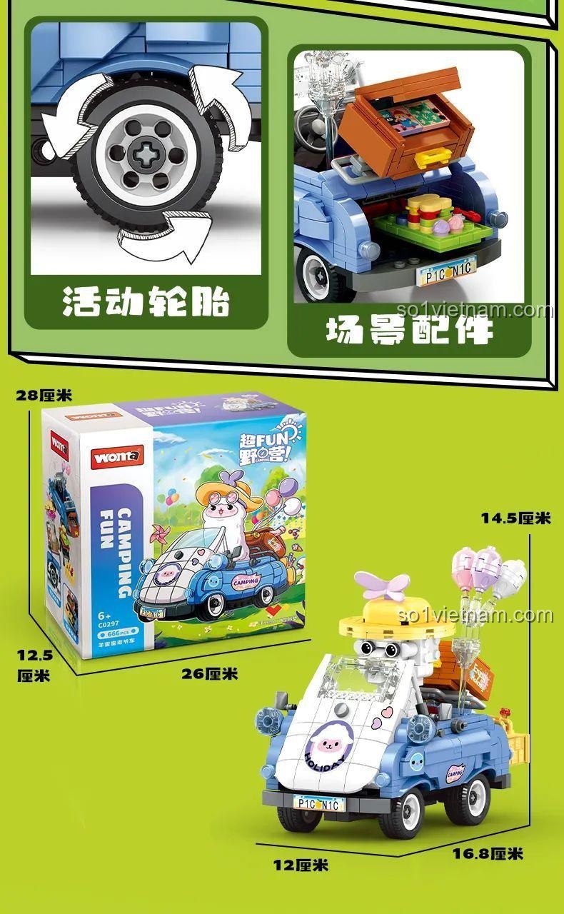 Kích thước hộp sản phẩm WOMA C0297 Siêu FUN Dã ngoại: Xe Cổ Cừu Mật