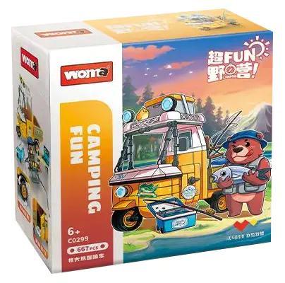 Bộ đồ chơi lắp ghép WOMA C0299 Xe ba bánh Gấu Nâu Cắm trại, 667 mảnh, độ tuổi 6+, cho bé trai, xe cắm trại độc đáo, gấu nâu dễ thương, giá tốt