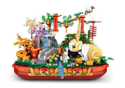 Bộ đồ chơi Bồn Cây Tài Lộc Thỏ May Mắn WOMA C0351 1952 mảnh ghép, đồ chơi mô hình cảnh quan Tết Nguyên Đán cho bé trai và bé gái 6 tuổi, giá tốt.