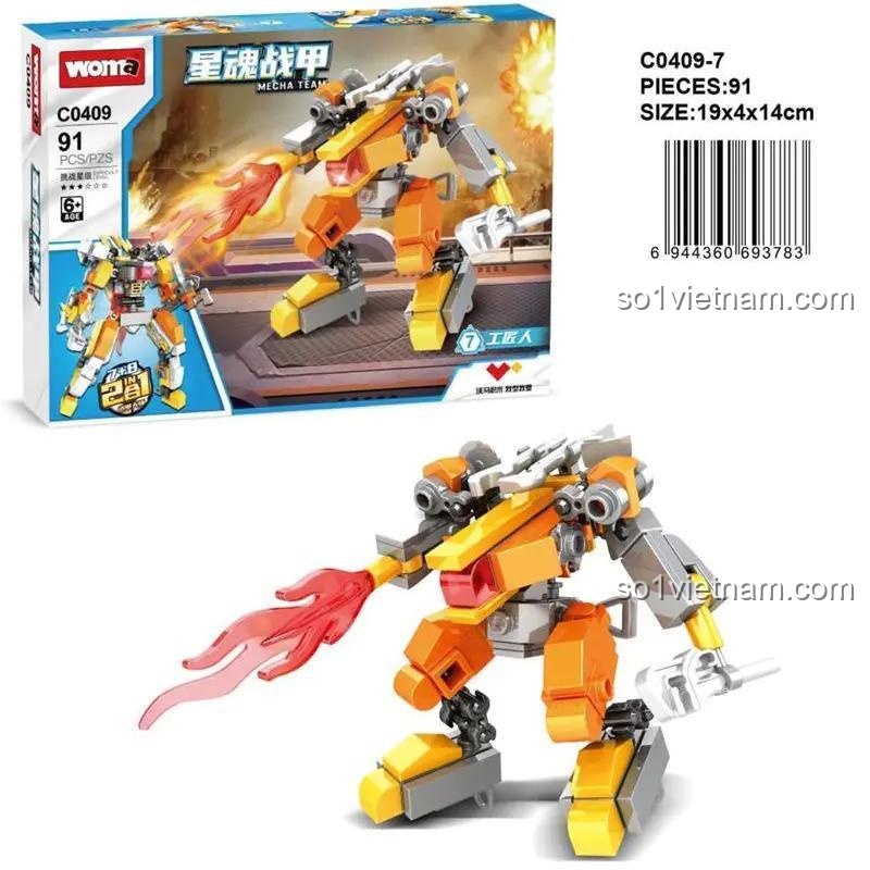 Bộ 8 Robot WOMA, bộ lắp ghép Robot biến hình, đồ chơi lắp ráp WOMA cho bé trai 6 tuổi