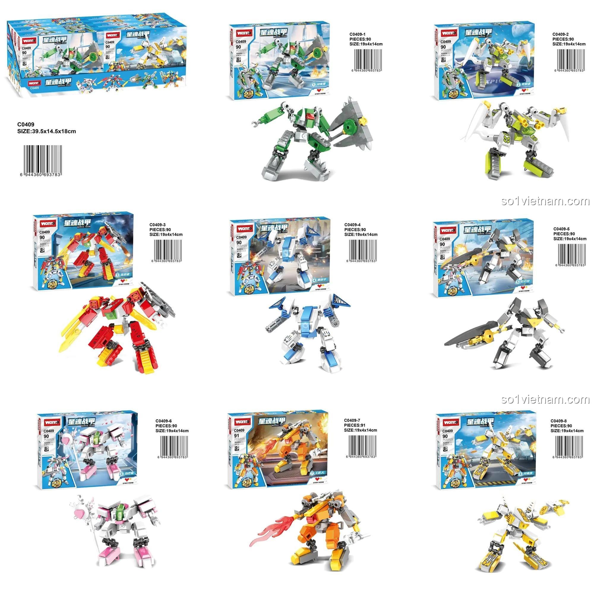 Đồ chơi mô hình C0409, Robot chiến đấu 0409, đồ chơi lắp ráp Robot chiến đấu cho bé trai 6 tuổi