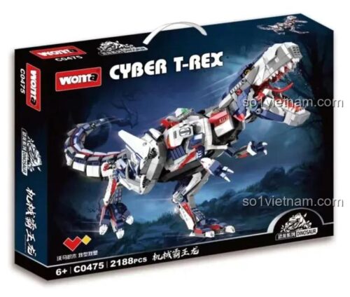Hộp đồ chơi mô hình WOMA C0475 Khủng Long Bạo Chúa Cơ Khí, bộ lắp ghép 2188 mảnh, quà tặng cho bé trai 6 tuổi, chất lượng cao