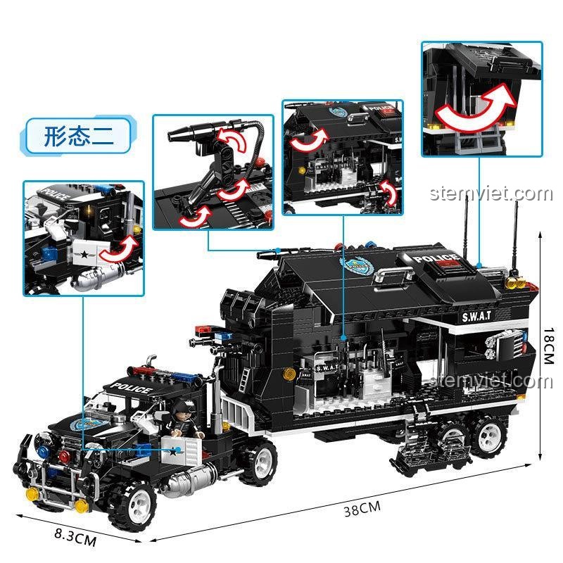 WOMA C0559 Xe Chỉ Huy SWAT - Bộ đồ chơi xe cảnh sát - 1251 mảnh - Con trai - 6+ tuổi