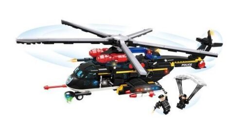 Trực thăng SWAT C0577 WOMA - Mô hình trực thăng SWAT màu đen với 2 nhân vật SWAT và dù