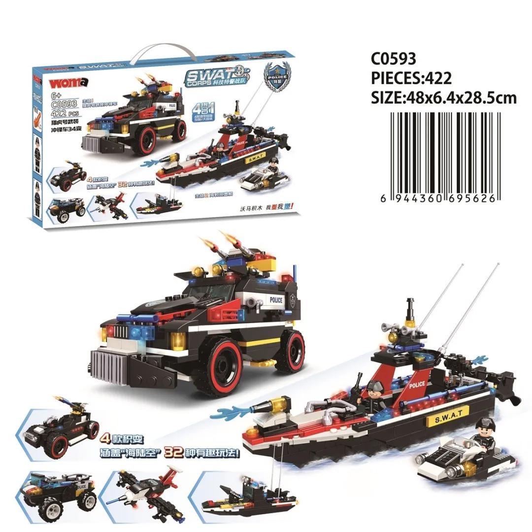 Bộ lắp ghép WOMA C0593 Đội Đặc Nhiệm Biến Hình 422 mảnh, đồ chơi đặc nhiệm biến hình cho bé trai 6 tuổi, giá tốt