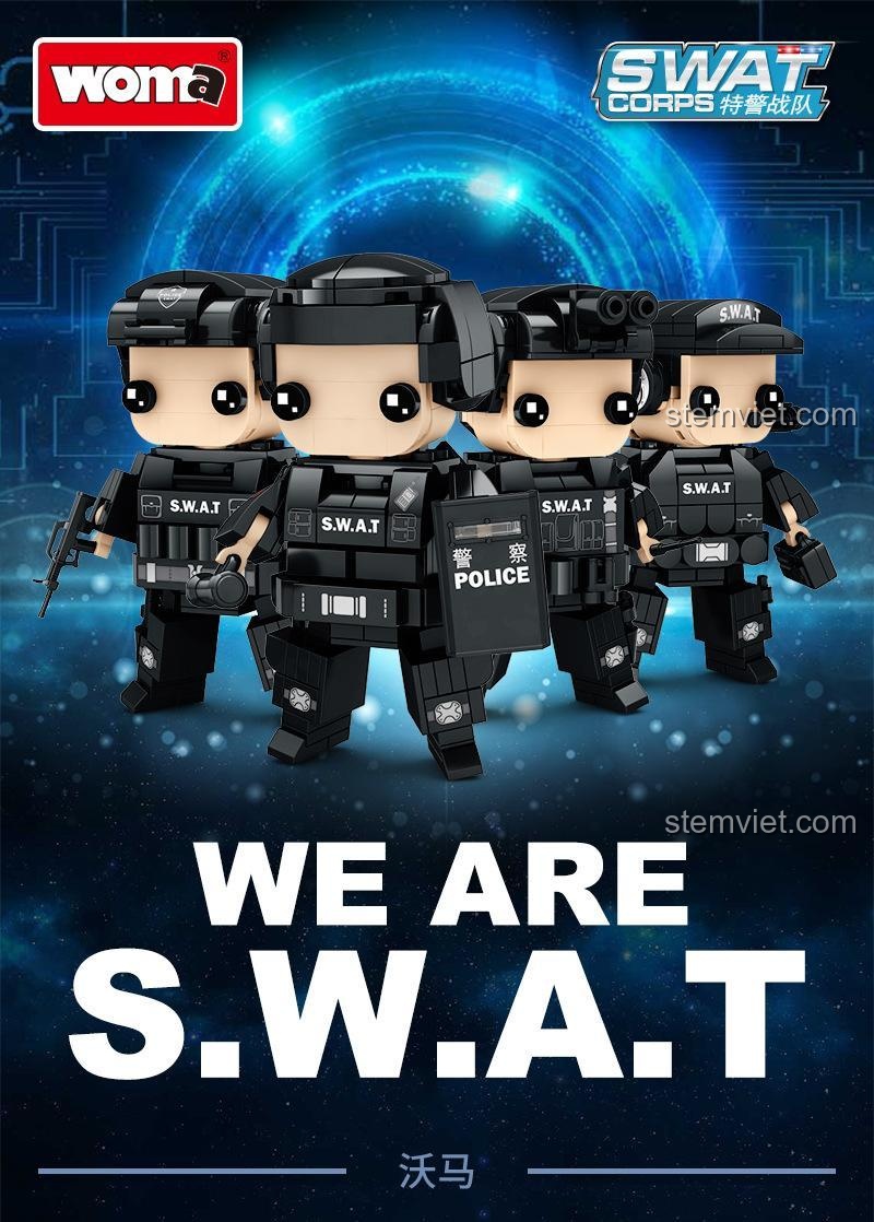 Biệt Đội Đặc Nhiệm SWAT WOMA C0596, đồ chơi lắp ráp WOMA chất lượng cao, mang lại trải nghiệm lắp ráp tuyệt vời cho bé trai 6 tuổi.