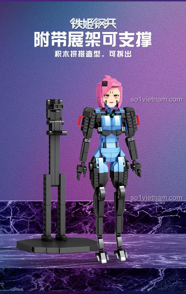 Figure Định Viễn WOMA C0783 kèm giá đỡ trưng bày, bộ xếp hình Thiết Cơ Cương Binh, khớp cử động linh hoạt, giá tốt cho bé gái 6 tuổi.