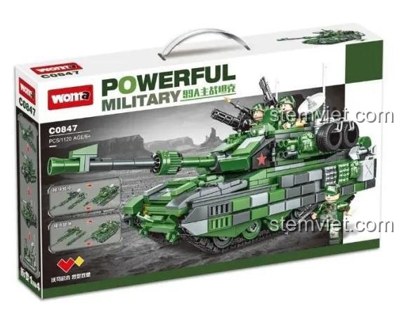 Hộp đồ chơi lắp ráp Xe Tăng Quân Sự 99A WOMA C0847, set đồ chơi 1120 mảnh, lắp được 4 kiểu, quà tặng tiết kiệm cho bé trai.