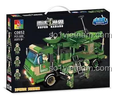 Hộp bộ xếp hình WOMA C0852 Xe Radar Quân Sự, 606 chi tiết, quà tặng tiết kiệm cho bé trai 6 tuổi, phát triển tư duy.