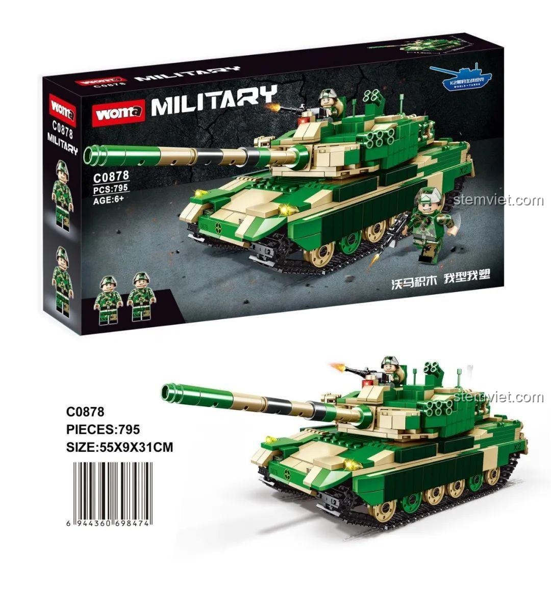 Bộ lắp ráp xe tăng WOMA C0878 K2 Black Panther chi tiết, đồ chơi mô hình quân sự cho bé trai 6 tuổi giá rẻ.