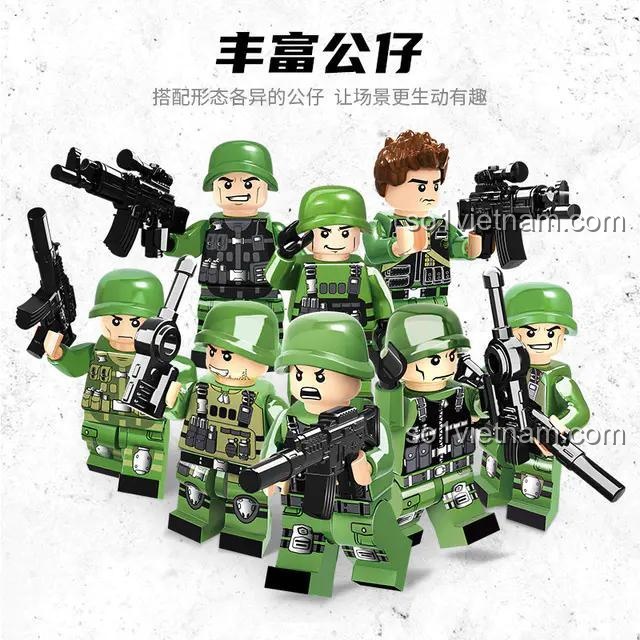 Đồ chơi lắp ráp WOMA C0880 với các minifigure lính quân sự, Mô Hình Xe Tăng 8 trong 1 WOMA cho bé trai 6 tuổi, chất lượng cao
