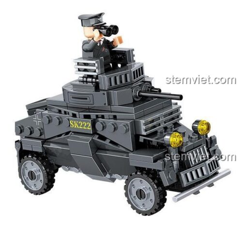 Đồ chơi xây dựng WOMA C0886 Xe Bọc Thép Quân Sự, mô hình chi tiết cho bé trai 6 tuổi