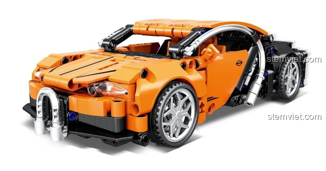 WOMA C0904 bộ đồ chơi siêu xe Bugatti màu cam, 388 mảnh, Tốc độ Kinh Hoàng, dành cho bé trai 6 tuổi, tương thích LEGO® Technic