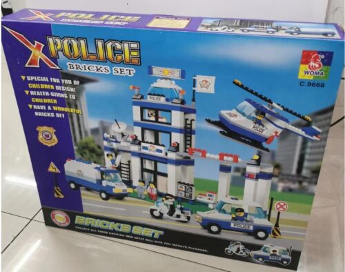 Bộ lắp ghép Trạm Cảnh Sát WOMA C9668 cho bé trai 6 tuổi, đồ chơi lắp ráp cảnh sát giá rẻ, mô hình trạm cảnh sát có xe và trực thăng.