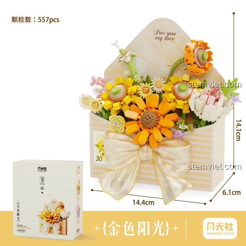 Kích thước chi tiết của đồ chơi trang trí 804222, với 557 mảnh ghép mini.