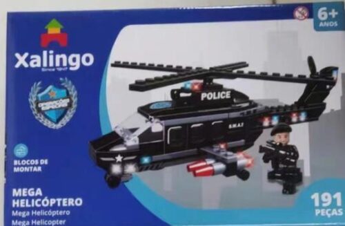 Bộ đồ chơi Trực thăng cảnh sát Xalingo XAL-POLICE-HELICOPTER có đèn LED, 191 mảnh ghép, dành cho bé trai 6 tuổi, giá tốt