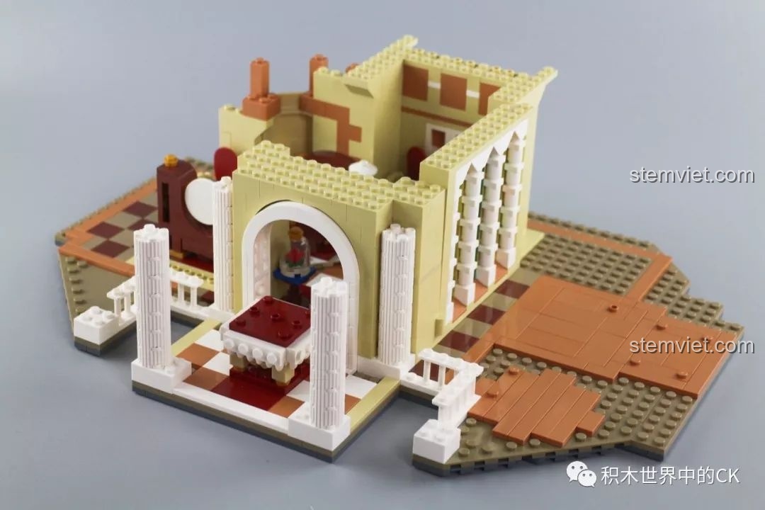 Xây dựng các bức tường và cột trụ cho tầng hai của mô hình Lâu đài Disney Mould King 13132.