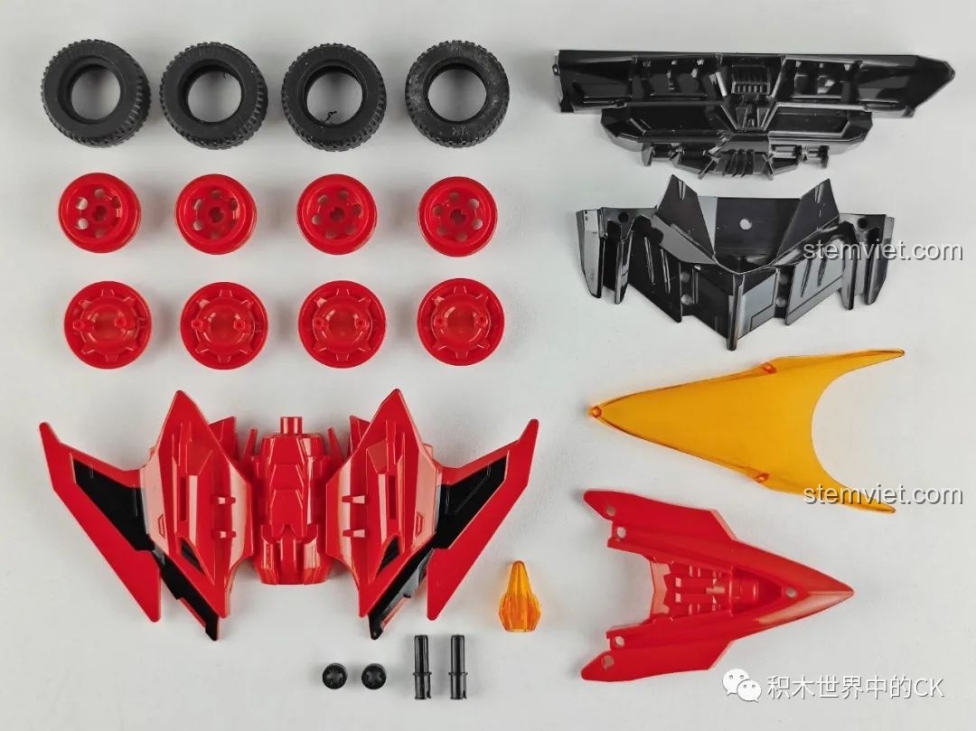 Toàn bộ mảnh ghép của xe đua QQ Phi Xa S-Phán Quyết Giả 74031, review bộ lắp ráp Enlighten.