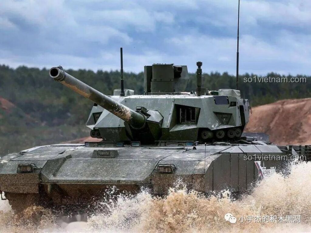 Hình ảnh xe tăng chiến đấu chủ lực T-14 Armata của Nga ngoài đời thực, nguồn cảm hứng cho bộ lắp ráp Sluban M38-B0850.