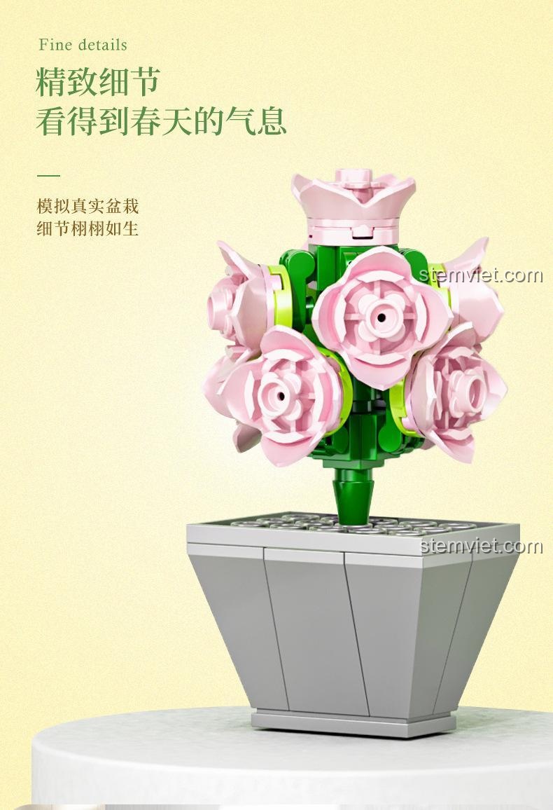 Chậu cây mọng nước Xiang Jun 10975 trang trí nhà cửa, đồ chơi lắp ghép đẹp mắt cho mọi không gian