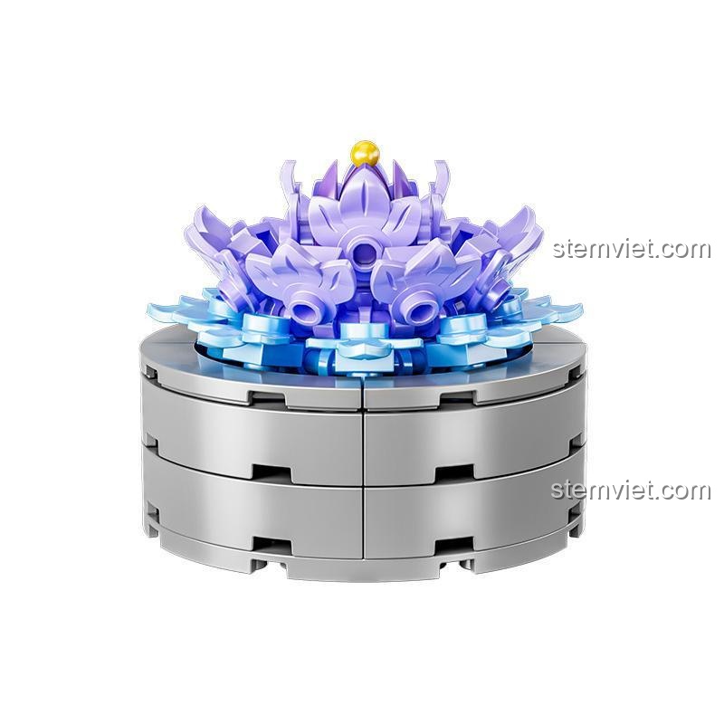 Bộ lắp ghép Xiang Jun XJ-10975 Cây cảnh hoa đá tím, đồ chơi trang trí nhà cửa cho bé 6 tuổi